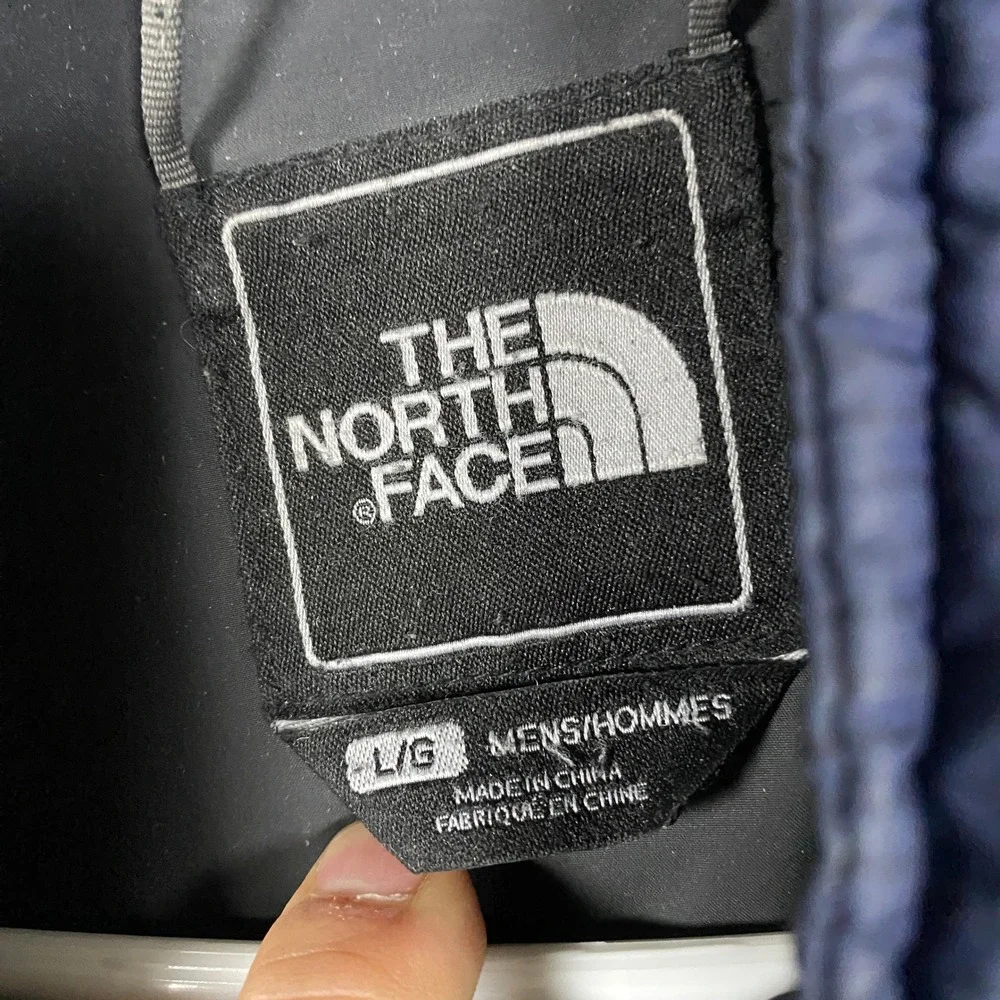 The North Face Puffer Jacket Mens Large Navy Blue Quilted Full Zip